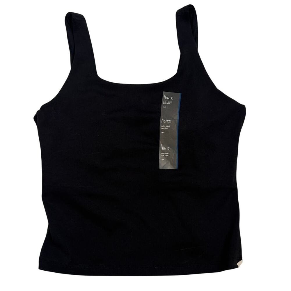 NWT All In Motion Girls Twist Back Crop Tank Top Sz L 10/12 Black